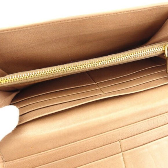 Prada Wallet Purse Long Wallet Beige Gold Woman Authentic Used Y4512 - Picture 6 of 7